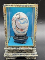 Vintage Hand Painted Egg in Glass Case from China