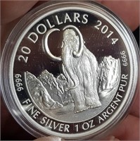 2014 Silver Canada $20 'Woolly Mammoth'
