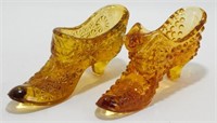 * Vintage Fenton Amber Glass Shoes - Daisy and