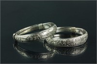 Pair of Chinese Silver Bracelets with Zuyin Mark