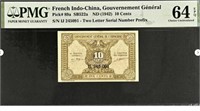 French Indo-China 10 Cents ND 1942 +Gift FRAE