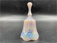 Vtg. Hand Painted Iridescent White Milk Glass Bell