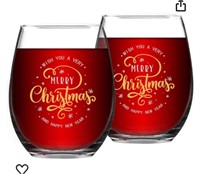Merry Christmas Stemless Wine Glasses 15 Oz Funny