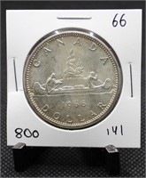 1966 Canadian Voyageur Dollar 80% Silver $1