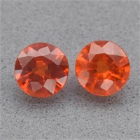 Pair 2pcs/1.12ct t.w Round Orange Spessartite