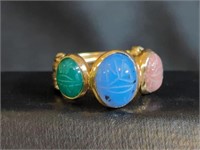 14 KT GOLD LADY'S RING W/ VARIOUS STONE, SIZE 5