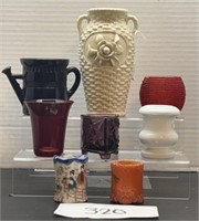 Vintage ceramic woven floral vase & more