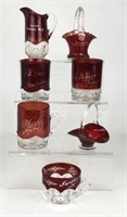 Selection Ruby Red Glassware including Heisey