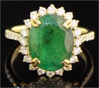 14kt Gold 5.50 ct GIA Emerald & Diamond Ring