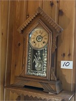 ANTIQUE ANSONIA GINGERBREAD WOODEN MANTLE CLOCK