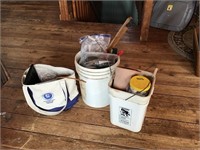3 containers of leather working related tools and