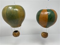 Two Painted Hot Air Balloon Decorative Gourds