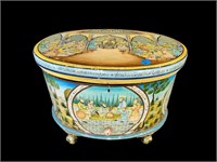 PAINT DECORATED LIFT TOP ORIENTAL JEWELRY BOX