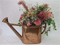 LARGE Copper Watering Can, Faux Flowers