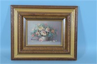 Small Oil Painting of Flowers by Helman