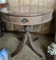 Pedestal Wood Table with Drawer