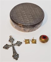613 Sterling Silver Box & various uniform charms