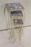 Mosaic Top Nesting Table with Iron Base