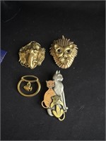 4 Costume Brooches some pendants including Anne