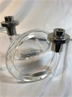 Acrylic And Metal Double Candle Holder 8" X 8"