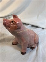 Pink Hand Made Ceramic Pig