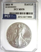 2023-W Silver Eagle PCI MS70 Burnished