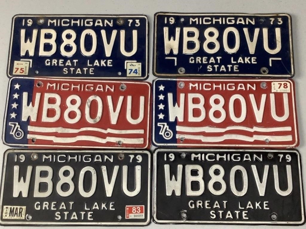 1973 '76 & '79 Michigan License Plates