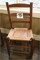 Wooden Ladder Back Chair with Leather Seat