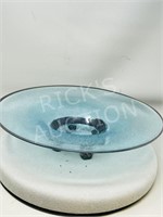 signed art glass bowl - 15" x 4" h
