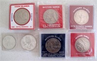 Four  various Samoa $1 unc coins