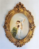 Original Allegorical Oil Painting in Ornate Frame