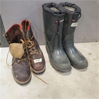 Sz 9 Safety Work Boots, Sz 8 Winter Rubber Boots