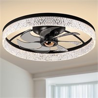 Black Ceiling Fan with Light - 19.7in