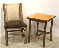 Artisan Adirondack Hickory Log chair and log table