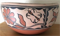 Santo Domingo Polychrome Pottery Bowl Signed