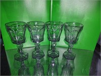 (4) Fostoria Smoke Grey Wine Glasses in the
