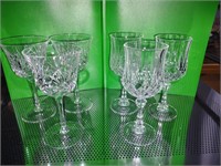 (3) Vintage Cut Wine glasses, (3) Wine Goblets