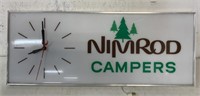 Nimrod Campers lighted clock