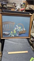 26" x 20" Framed Pastel Basket of Flowers