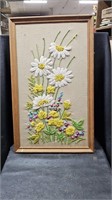 Daisies Framed Crewel 26" x 16"