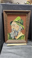 Framed Old German Man Needlepoint 19' x 14"