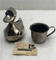 E.P. Brass Dynasty Duck Bank / Duck Mug / Old