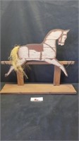 Primitive wooden horse shelf/decor