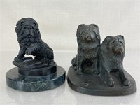 Bronze Dog Statuary Pieces
