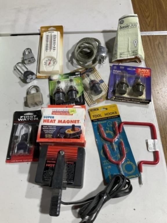 Auto Lights, Padlocks, Magnet Heaters, & Hooks