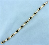 5ct TW Sapphire and Diamond Tennis Bracelet in 14K