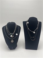 6 Assorted Necklaces, Chains, Links, 925, Beads,