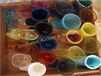 22 ASSORTED GLASS SLIPPERS, FENTON