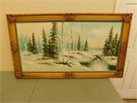 Winter scene oil painting 31X55