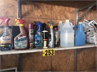 Contents of shelf: auto cleaners, washer fluid,